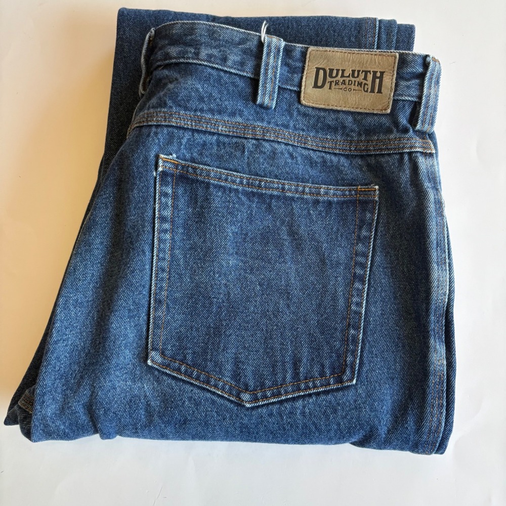 Duluth Trading Co Ballroom Blue Denim Jeans Mens 37x30 Cotton Work Pants 86069B